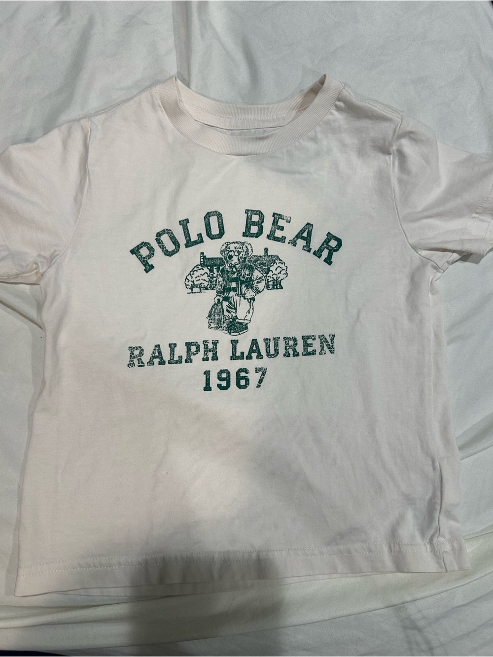 Polo by Ralph Lauren White Tee with Green Polo Bear Logo